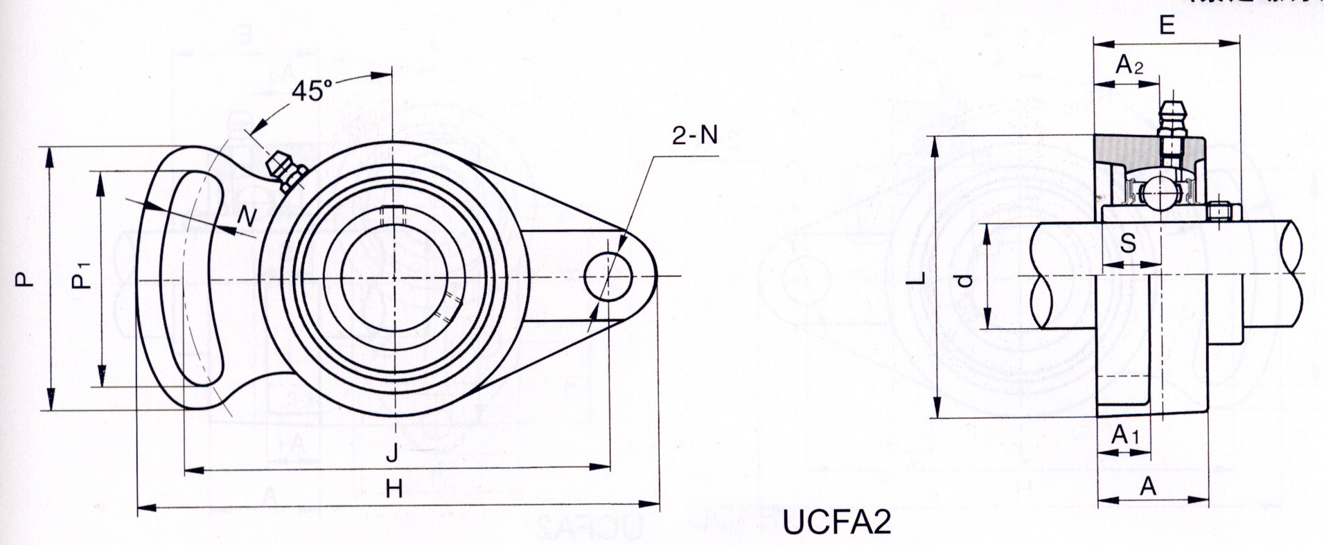 ucfa204--带座外球面球轴承-ucfa2紧固螺钉型带可调菱形座外球面球轴